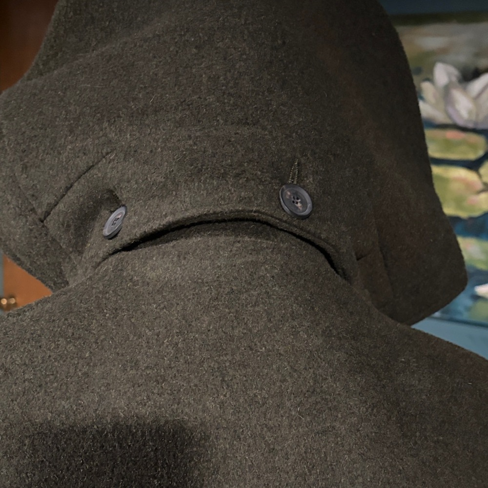 Men's Olive Hooded Toggle Coat - Picture 10 of 11